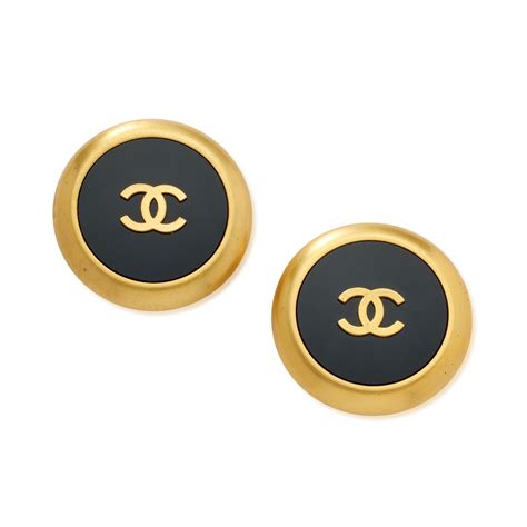 black and gold vintage chanel earrings|chanel black earrings price.